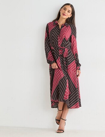 Whistle Stripe Shirt Dress, Cacao Stripe product photo