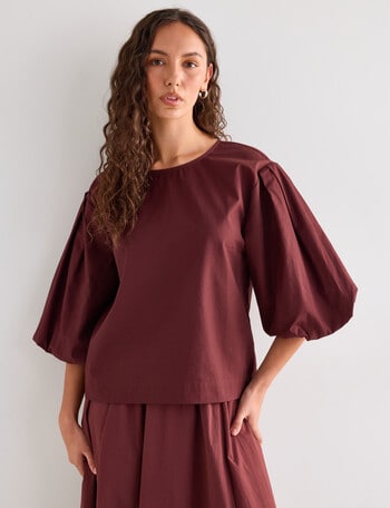 Mineral Layla Woven Top, Pomegranate product photo