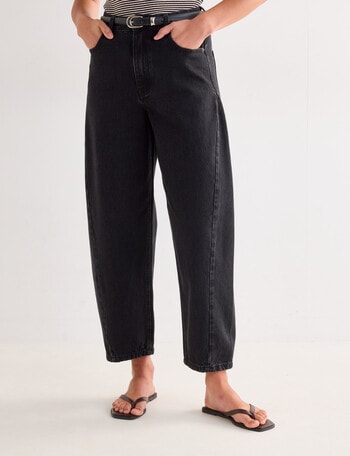 Mineral Stevie Relaxed Barrel Jean, Black product photo