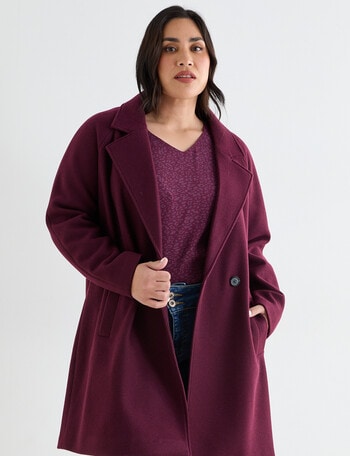 Studio Curve Double Breasted Coat, Cherry Lacquer product photo