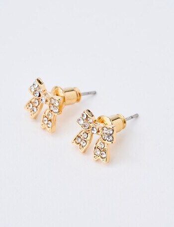 Whistle Bow Earrings, Gold Tone product photo