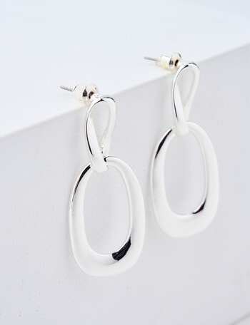 Whistle Interlock Drop Earrings, Silver Tone product photo