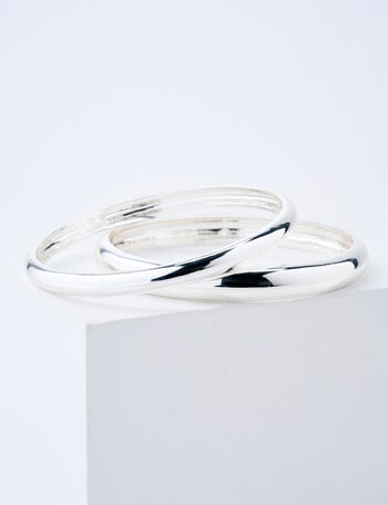 Whistle Solid Bangle Set, 2-Pack, Silver Tone product photo