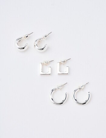 Whistle Sml Huggie Earring Set, 3-Pack, Silver Tone product photo