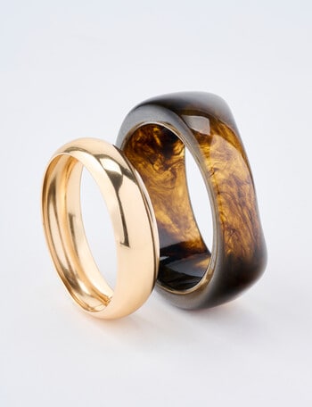 Whistle Bangle Set, 2-Pack, Brown & Gold Tone product photo