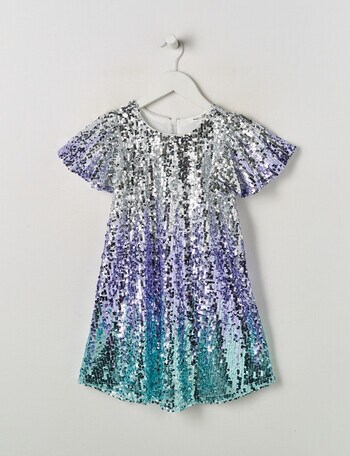 Mac & Ellie Party Collection Flutter Sleeve Sequin Dress, Ombre Mermaid product photo