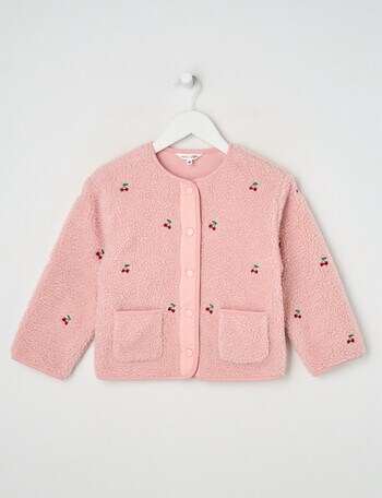 Mac & Ellie Cherries Borg Fleece Jacket, Blush product photo