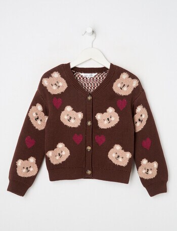 Mac & Ellie Bears Cardigan, Chocolate product photo