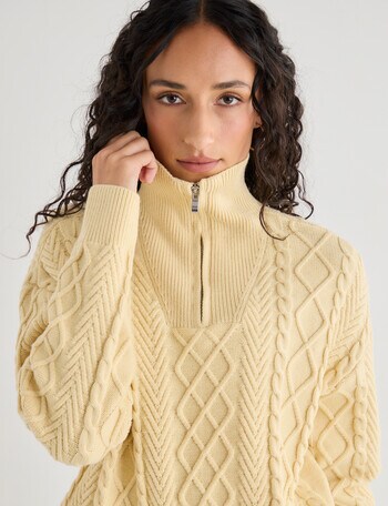 Zest Quarter Zip Knitwear, Lemon product photo