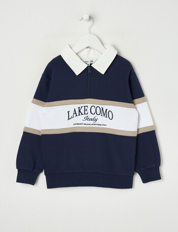 Mac & Ellie 1/4 Collar Zip Pullover, Navy product photo