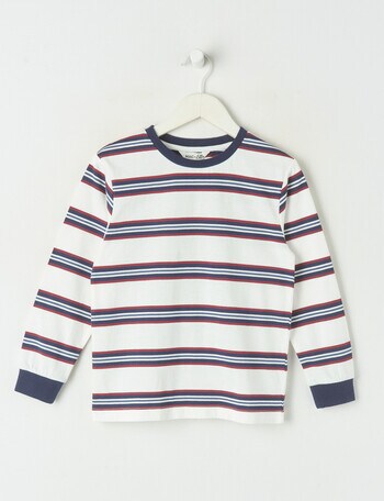 Mac & Ellie Stripe Long Sleeve Cuffed Tee, Ivory product photo