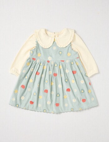 Teeny Weeny Butterflies & Bows Cord Pinny & Tee Set, 2-Piece, Green & Cream product photo