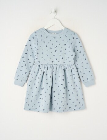 Mac & Ellie Ditsy Floral Long Sleeve Fleece Dress, Light Blue product photo