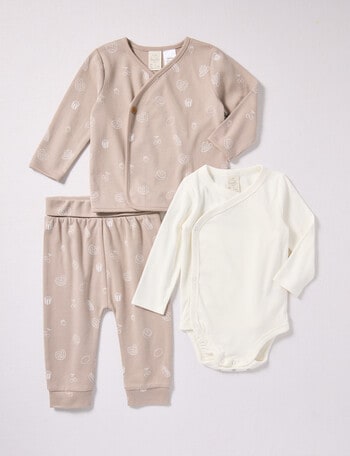 Little Bundle Scotty Dog Knit Set, 3-Piece, White & Brown product photo