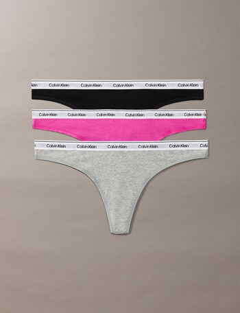 Calvin Klein Icon Logo Thong, 3-Pack, Black, Grey & Orchid product photo
