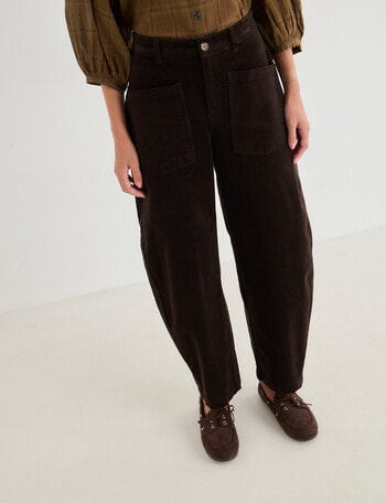 Zest Cord Barrel Pant, Chocolate product photo
