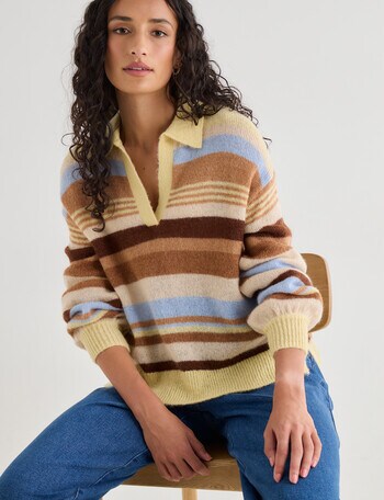 Zest Retro Striped Sweater, Lemon Stripe product photo