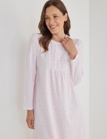 Ruby & Bloom Cotton Long Sleeve Nightie, Pink, 10-26 product photo