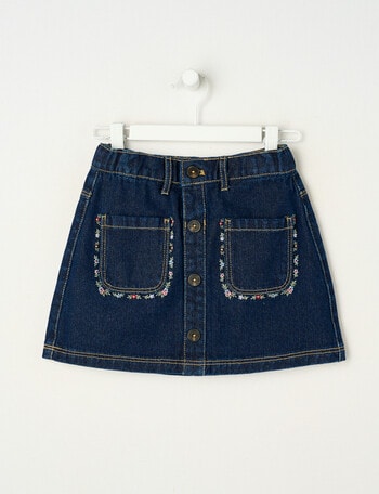 Mac & Ellie Denim Button Front Skirt, Indigo product photo