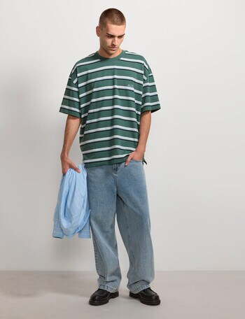 AIR SPACE Edgey Stripe Tee, Green product photo