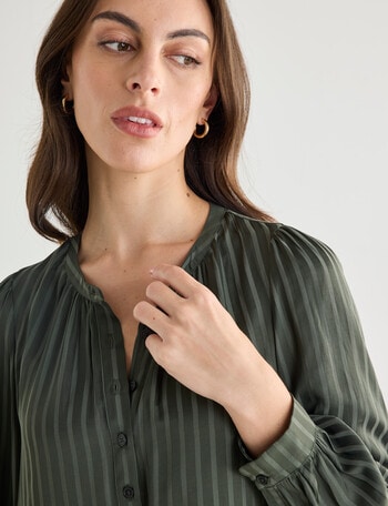 Oliver Black Satin Self Stripe Top, Forest product photo