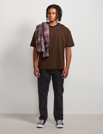 AIR SPACE Urban Stripe Tee, Brown Black product photo