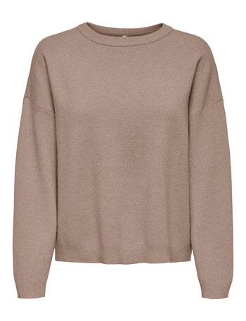 ONLY Ibi Knit Loose Crew Neck Jumper, Mocha Meringue product photo