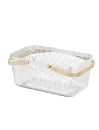 Haven Essentials Store Rectangle Mesh Basket, 39.5cm, White product photo