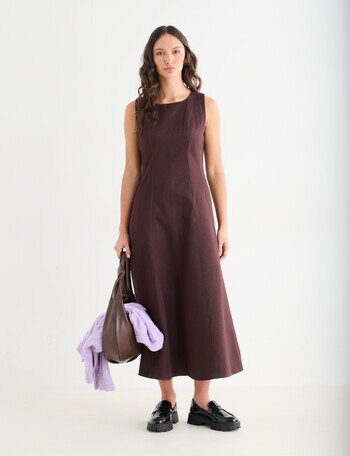 Mineral Reiko Midi Denim Dress, Ground Coffee product photo