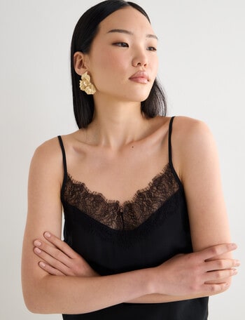 State of play Silk Lace Cami, Black product photo