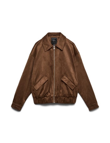 Vero Moda Salina Faux Suede Bomber Jacket, Chocolate Fondant product photo