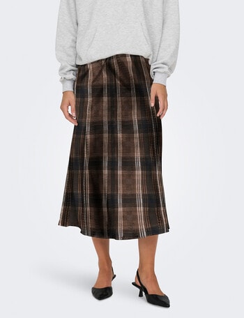 ONLY Jane Long Check Skirt, Chocolate Torte product photo