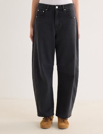 Denim Republic Barrel Leg Jean, Black product photo