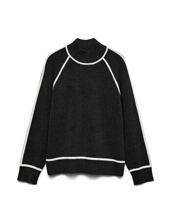 Vero Moda Gold Long Sleeve Highneck Pullover, Black product photo