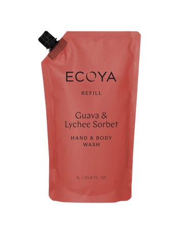 Ecoya Hand & Body Wash Refill, Guava & Lychee Sorbet, 1L product photo