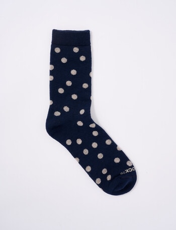 NZ Sock Co. Merino Cushion Crew Sock, Navy Spot product photo
