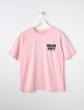 Switch Malibu Sports Oversized Short Sleeve Tee, Baby Pink & Navy product photo