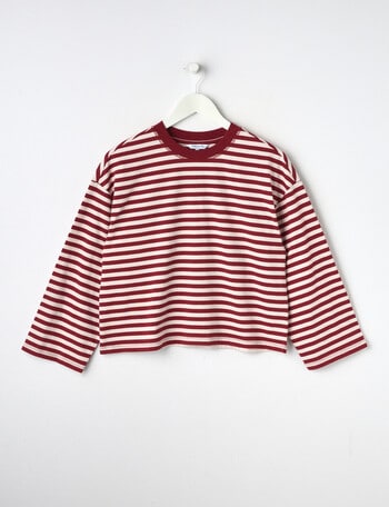 Switch Frankie Stripe Boxy Long Sleeve Tee, Pink product photo