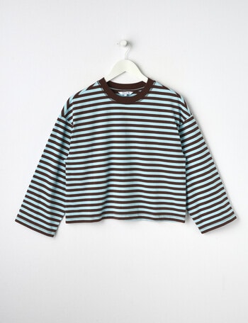 Switch Frankie Stripe Boxy Long Sleeve Tee, Chocolate product photo