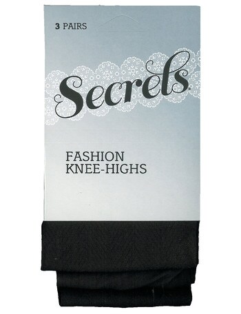 Secrets Patterned Knee-Highs, 3-Pack, Black product photo
