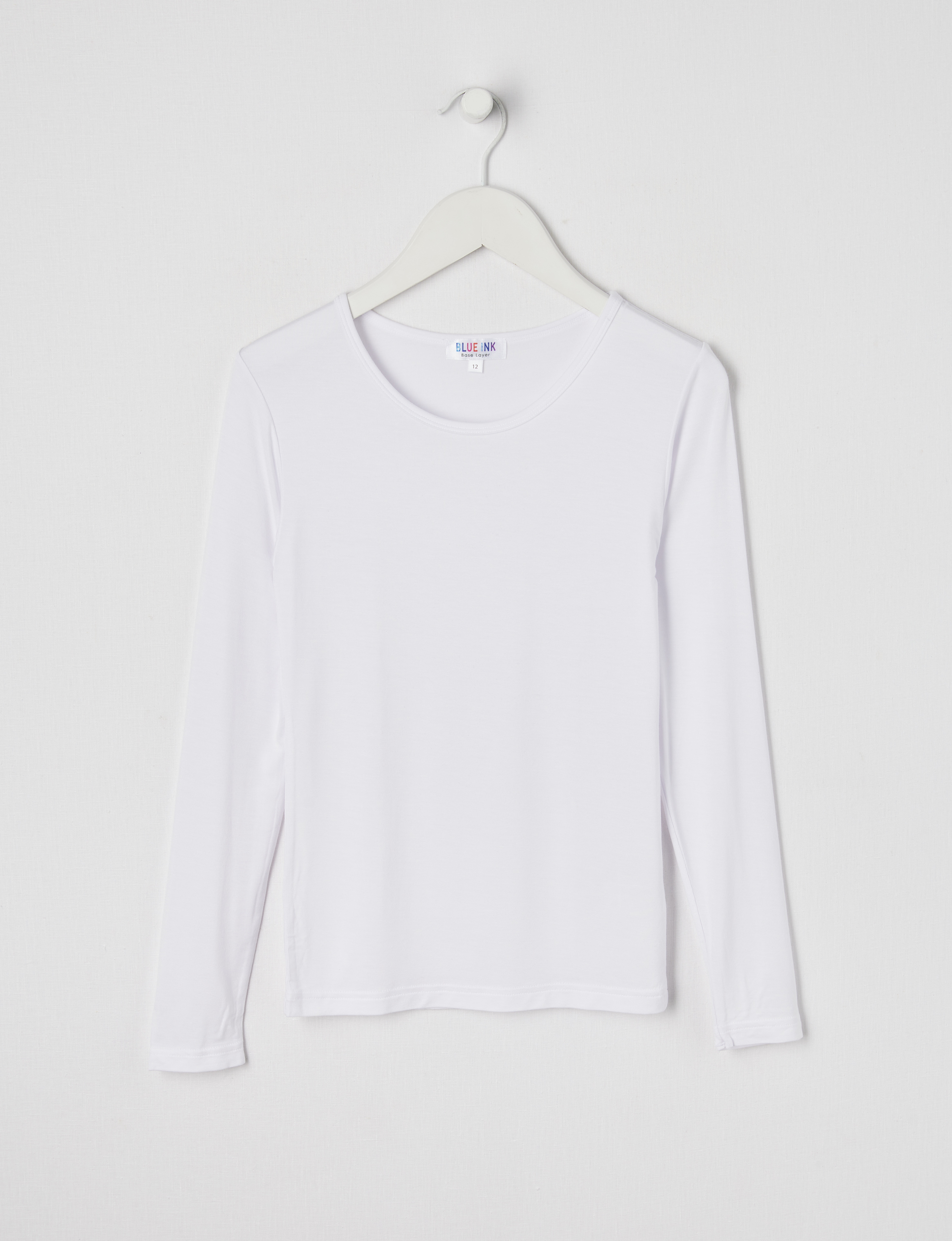 Blue Ink Bamboo Long Sleeve Top, White, 8-14 product photo