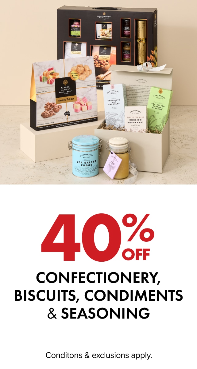 40% OFF Confectionery, Biscuits, Condiments & Seasoning