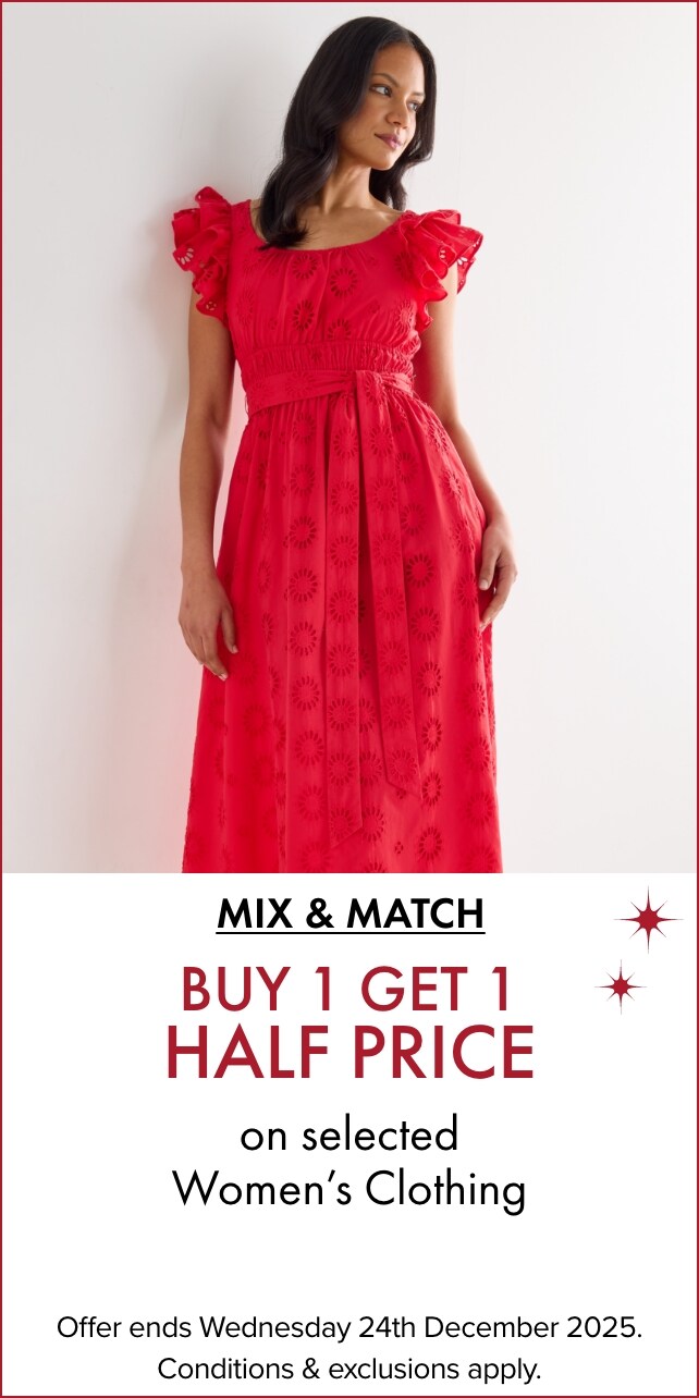 Buy 1 get 1 half price on selected women’s clothing