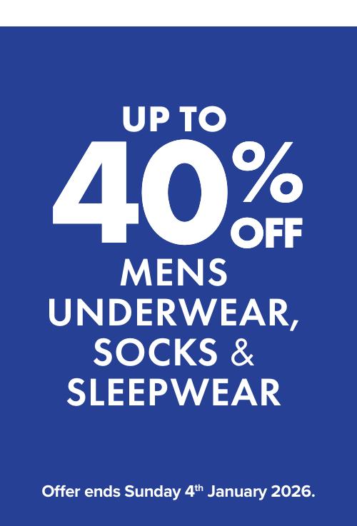 Up to 40% OFF Men's Underwear, Socks & Sleepwear
