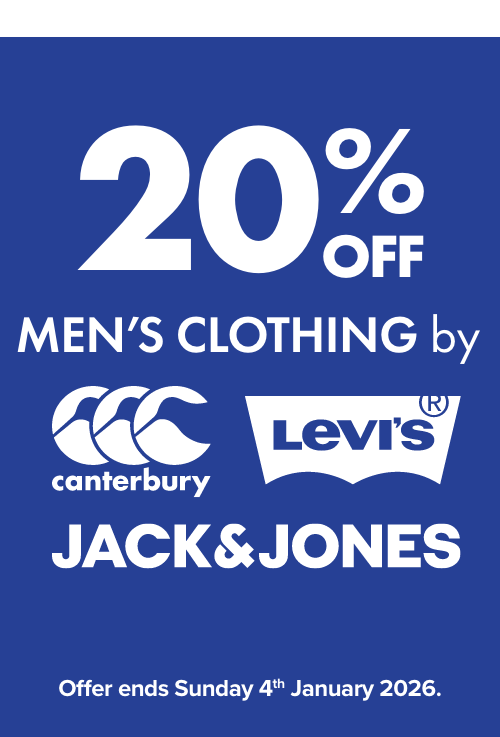 20% OFF Men's Clothing by Levis, Jack & Jones & CCC