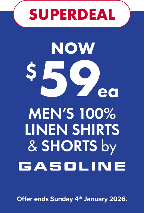 SUPERDEAL NOW $59ea Men's 100% Linen Shirts & Shorts by Gasoline