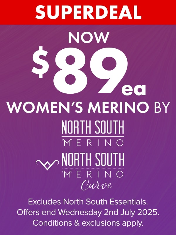 NOW $89ea Women's Merino Clothing by North South Merino & North South Merino Curve