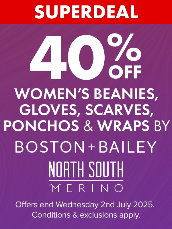 40% OFF Women’s Beanies, Gloves, Scarves, Ponchos & Wraps by Boston + Bailey & North South Merino