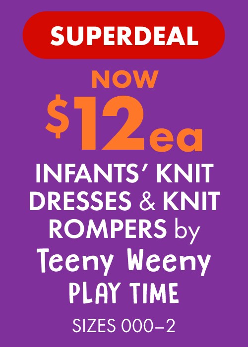 [SUPERDEAL] NOW $12ea Infants' Knit Dresses & Knit Rompers by Teeny Weeny Play Time  Sizes 000-2