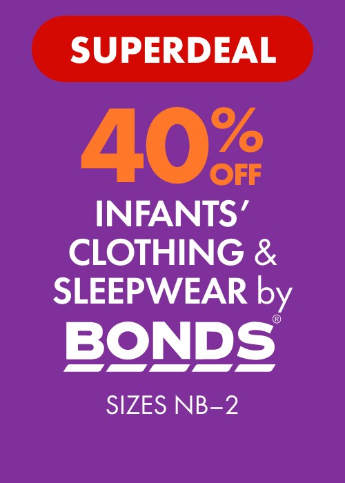 [SUPERDEAL] 40% off Infants' Clothing & Sleepwear by Bonds Sizes NB-2 